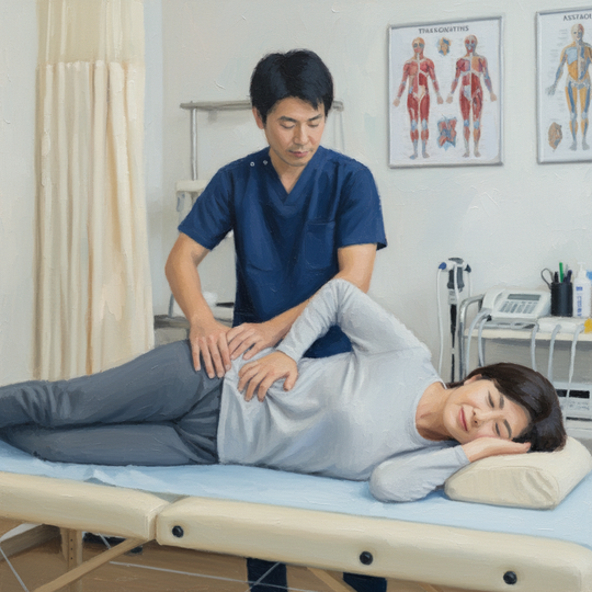 二子新地の接骨院で施術を行ける腰痛患者さん