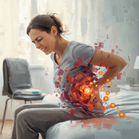 腰椎椎間板ヘルニアで苦しむ女性